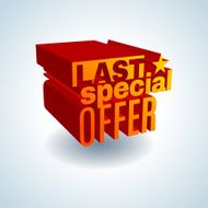 Red 3D vector text of sale discount price offer N52