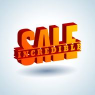 Red 3D vector text of sale discount price offer N53