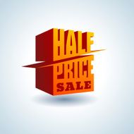 Red 3D vector text of sale discount price offer N54