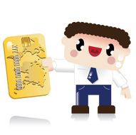 Kwaii businessman with credit card