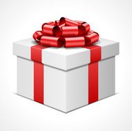 Gift box with red bow isolated on white