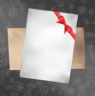 Paper Card with Red Bow Vector illustration