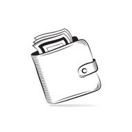 Wallet with dollars vector icon