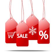 Red price tags on white N6