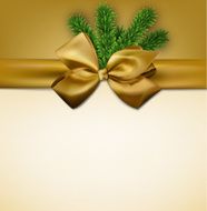 Beige paper gift card with golden satin bow