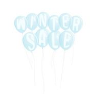 vector blue balloons wording winter sale