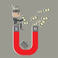 Vector super salary man attract money