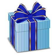 Vector gift box with silk blue bow