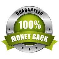 Green silver hundred percent money back badge