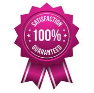 Pink hundred percent satisfaction badge