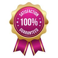 Pink gold hundred percent satisfaction badge