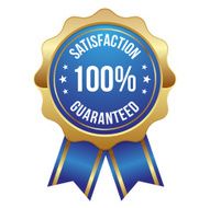 Blue gold hundred percent satisfaction badge
