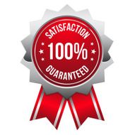 Red silver hundred percent satisfaction badge