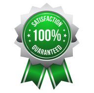 Green silver hundred percent satisfaction badge