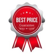 Red best price badge with ribbon