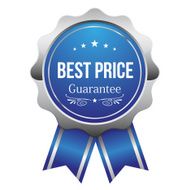 Blue best price badge with ribbon