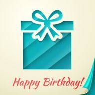 Happy birthday retro card with gift box Vector illustration