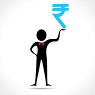 Man holding rupee symbol