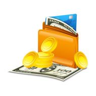 Credit card and Dollar note in Wallet