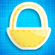 Empty picnic basket icon on blue cloth background