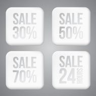 White plastic SALE buttons
