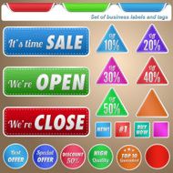 Set of business labels and tags