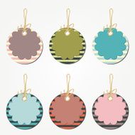 Set of floral price tags with stripes