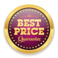 Purple best price badge with gold border