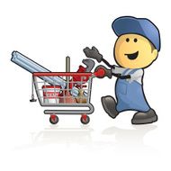 Cartoon plumbing supplies shopping