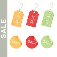 Set of sale tags and stickers