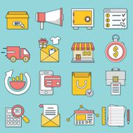 Set of business icons Flat line style - part 1