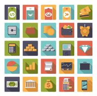 Flat Design Money and Finance Vector Icons Collection