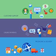Shopping e-commerce banner set flat