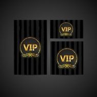 vector set of VIP cards with golden foil ornate emblem N2