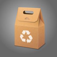 Blank paper craft packaging bag with handle Vector