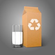 Realistic blank craft paper package with recycle sign and glass N2