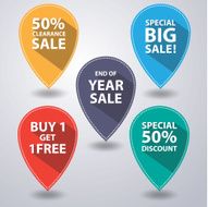 Set of tags for sale with long shadow