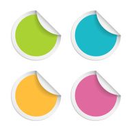 Vector round stickers with curled edge isolated on white background N2