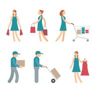 Vector Shopping Characters and employees of delivery on White Background N2