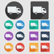 Delivery truck flat icons