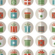 Seamless pattern of flat gift packages Christmas gifts