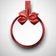 White paper gift card with red satin bow N9