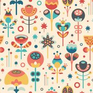 Seamless pattern with colorful Christmas flowers and leaves N2