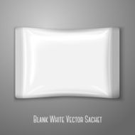 Blank white flat plastic sachet isolated on grey background with