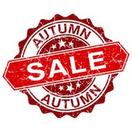 Autumn sale red vintage stamp isolated on white background
