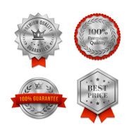 Silver metallic Quality badges or labels