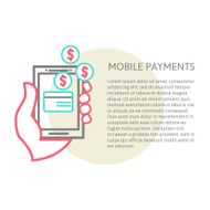 line design illustration in modern stylish processing of mobile payments N3