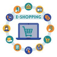 Online shopping related vector infographic flat style