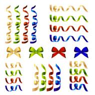 Set of ribbon and bow decorative elements