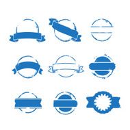 round blue stamps with ribbons set vector